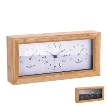 StarDeco Namizna ura termometer, higrometer 27x5xh13cm / več barv / les, plastika