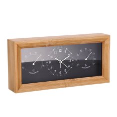 StarDeco Namizna ura termometer, higrometer 27x5xh13cm / več barv / les, plastika