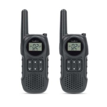 Nedis WLTK1050BK - Oddajnik | Doseg do 10 km | 8 kanalov | PTT / VOX | Do 3 ure | 2 kosa | Črna