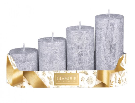 eoshop Adventne sveče GRADED rustikalna kovina d5x6/8/10/12cm 4ks