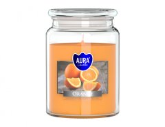 eoshop Sveča v kozarcu ORANŽNA dišeča 500g
