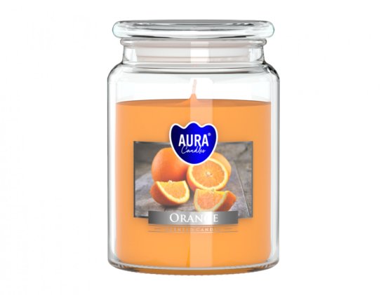 eoshop Sveča v kozarcu ORANŽNA dišeča 500g
