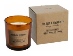 eoshop Sveča v kozarcu LOVOROV LIST&BLACKBARRY dišeči leseni stenj 300g