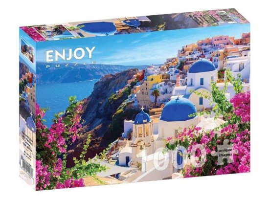 ENJOY Sestavljanka Santorini s cvetjem, Grčija 1000 kosov