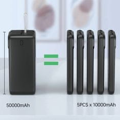Choetech prenosna baterija 50.000mAh 22,5W PowerBank črna B732