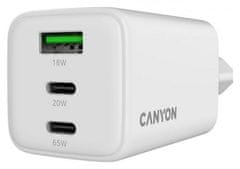 Canyon CU65ACC hišni polnilec, 65 W, GaN, PD, QC, bel (CNS-CUW65ACC)