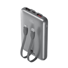 RivaCase Prenosna baterija/powerbank VA2611 10.000 mAh 30W, z LCD ekranom in 2x podatkovni kabel (Type-C, Lightning) - za vse telefone in tablice