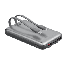 RivaCase Prenosna baterija/powerbank VA2611 10.000 mAh 30W, z LCD ekranom in 2x podatkovni kabel (Type-C, Lightning) - za vse telefone in tablice