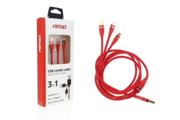 shumee AMIO 3-v-1 POLNILNI KABEL LIGHTNING/USB C/MICRO USB 120 CM 3,1 A UC-7