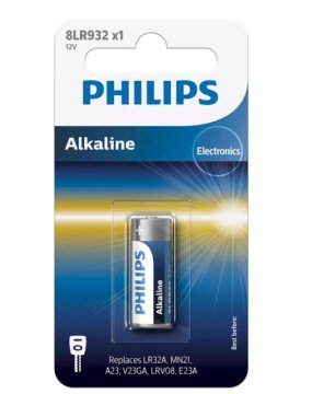 shumee PHILIPS BATERIJE 8LR932 12.0V (LR23A/8LR23) ALKALNE V BLISTERJU, 1 KOS.