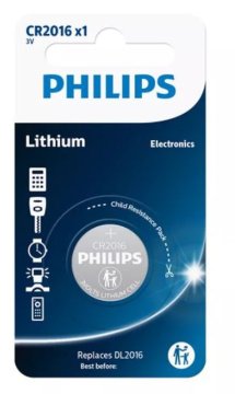 shumee PHILIPS BATERIJE CR2016 3.0V (20.0X1.6) LITIJEVE V BLISTERJU, 1 KOS. (CENA NA KOS/PRODAJA V KOLIČINAH PO 10 KOSOV)