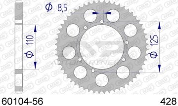 shumee AFAM ZADNJI POGONSKI ZOBNIK MOTO ALUMINIJ ANODIZIRANI SREBRN