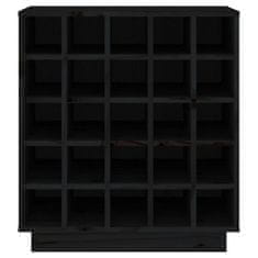 Vidaxl Omarica za vino črna 55,5x34x61 cm trdna borovina