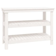 Vidaxl Delovna miza bela 110,5x50x80 cm trdna borovina