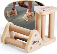 SportBaby Push up bar, lesene ročke za sklece - 3 različne debeline oprijema - 500 kg nosilnosti, svetlo rjava