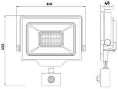 Avide 953861 Reflektor Slim LED SMD 20W 6400K s senzorjem