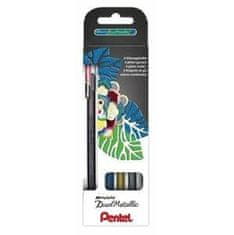 Pentel Gel pisalo Hybrid Dual Metallic K110 - črno, rdeče, srebrno, zlato 1 mm / komplet 4 kosov