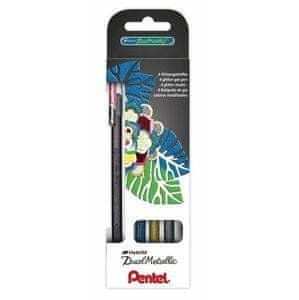 Pentel Gel pisalo Hybrid Dual Metallic K110 - črno, rdeče, srebrno, zlato 1 mm / komplet 4 kosov