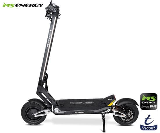 MS ENERGY FLARE X PRO električni skiro, 11", 2x 1200W, 135km, vzmetenje, LCD zaslon, LED osvetlitev, APP, črn (Obsidian Black)
