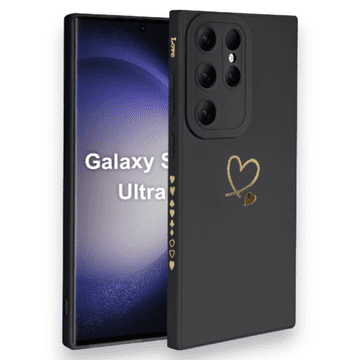 Infostyle Silikonski ovitek "Golden Heart" za Samsung Galaxy S23 Ultra Črna / TPU silikon