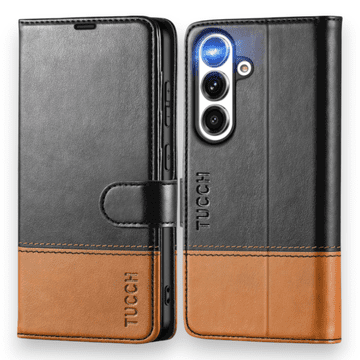 Infostyle Preklopna torbica "Tucch Double" za Samsung Galaxy S24 Črna / Umetno usnje + TPU silikon