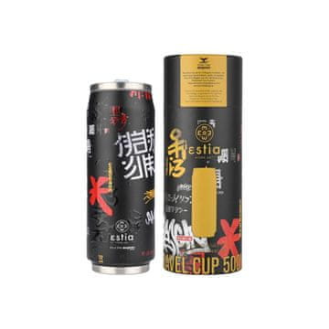 ESTIA HOME ART Estia Tokyo Underground izolirana potovalna steklenica z nastavkom za pitje, 500ml, črna