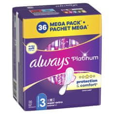 Always Platinum Super Extra higienski vložki, 36 kosov