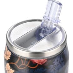ESTIA HOME ART Estia Midnight Blossom izolirana potovalna steklenica z nastavkom za pitje, 500ml, črna