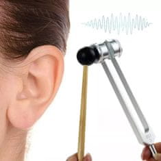 Netscroll Komplet za uglaševanje telesa, uglaševalska vilica 128 Hz s kladivcem, medicinska vilica, pripomoček za zvočno terapijo, spodbuja ravnovesje, sprošča telo, SoundTherapy