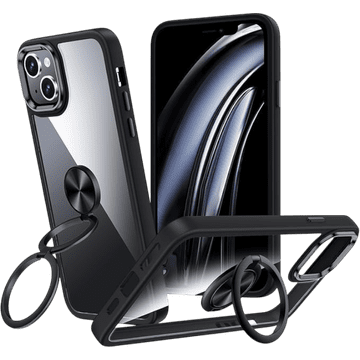 Infostyle Ovitek "XYZ ring" za iPhone 15 Plus, črna