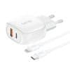 Foneng Foneng EU41 USB-C+USB-A 20W mrežni polnilec + USB-C - Lightning kabel (bel)