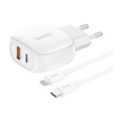 Foneng Foneng EU41 USB-C+USB-A 20W mrežni polnilec + USB-C - Lightning kabel (bel)
