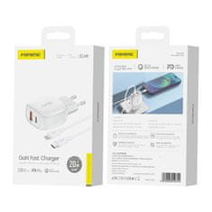 Foneng Foneng EU41 USB-C+USB-A 20W mrežni polnilec + USB-C - Lightning kabel (bel)