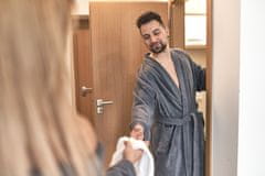 Interkontakt Moški bombažni kopalni plašč model KIMONO 02 Dark Grey L