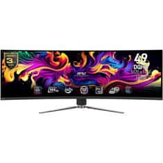 MSI Zaslon MPG 491CQP 49" / DQHD / QD-OLED / 144Hz / 0.03ms (GtG) / ukrivljen (črn) - nastavljiv po višini - PD 90W