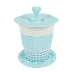 Ljubki dom Porcelanasta skodelica AQUELLE s silikonskimi dodatki 280 ml, modra
