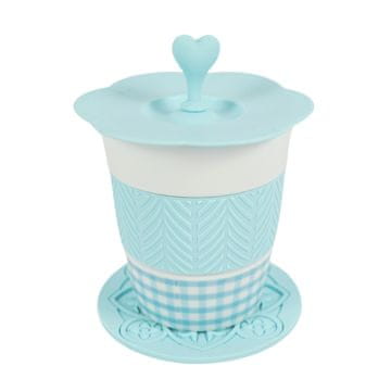 Ljubki dom Porcelanasta skodelica AQUELLE s silikonskimi dodatki 280 ml, modra