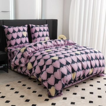 Ljubki dom Posteljnina iz mikrovlaken VIOLET HEARTS svetlo vijolična Dimenzije posteljnine: 2 kom 70 x 80 cm | 160 x 200 cm