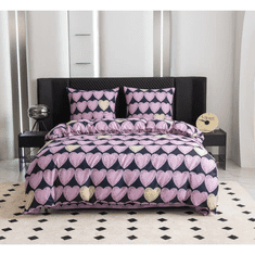 Ljubki dom Posteljnina iz mikrovlaken VIOLET HEARTS svetlo vijolična Dimenzije posteljnine: 2 kom 70 x 80 cm | 160 x 200 cm