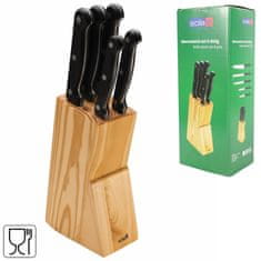 Ljubki dom Set nožev SOLA KNIFE v lesenem bloku, 6 kosov