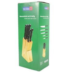 Ljubki dom Set nožev SOLA KNIFE v lesenem bloku, 6 kosov