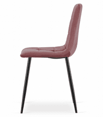 Ljubki dom Žametni stol KARA s črnimi nogami, roza