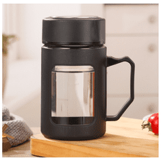 Ljubki dom Steklenička s ročajem BREW 500 ml, črna