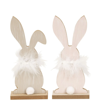 Ljubki dom Stoječi leseni zajček FLUFFY BUNNY 19 cm - več variant