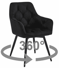 Ljubki dom Vrtljivi jedilni stol JORK360 VELVET, črn