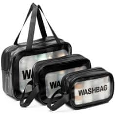 Ljubki dom Toaletna torbica WASHBAG set 3 kos, črna