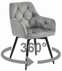 Ljubki dom Vrtljiv jedilni stol JORK360 VELVET, svetlo siv