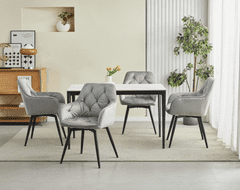 Ljubki dom Vrtljiv jedilni stol JORK360 VELVET, svetlo siv