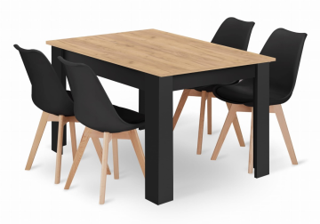 Ljubki dom Črni jedilni set 1 + 4, miza MADO ARTISAN 120x80 + stoli BALI MARK črna