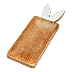 Ljubki dom Dekorativni pladenj iz mangovega lesa BUNNY EARS 36x12 cm